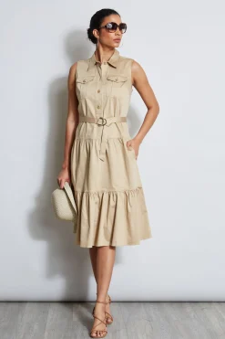 Elie Tahari Cotton Utility Dress- Dresses & Jumpsuits|Sleeveless Dresses
