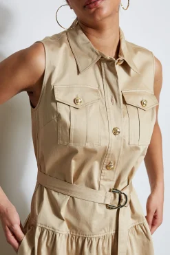 Elie Tahari Cotton Utility Dress- Dresses & Jumpsuits|Sleeveless Dresses