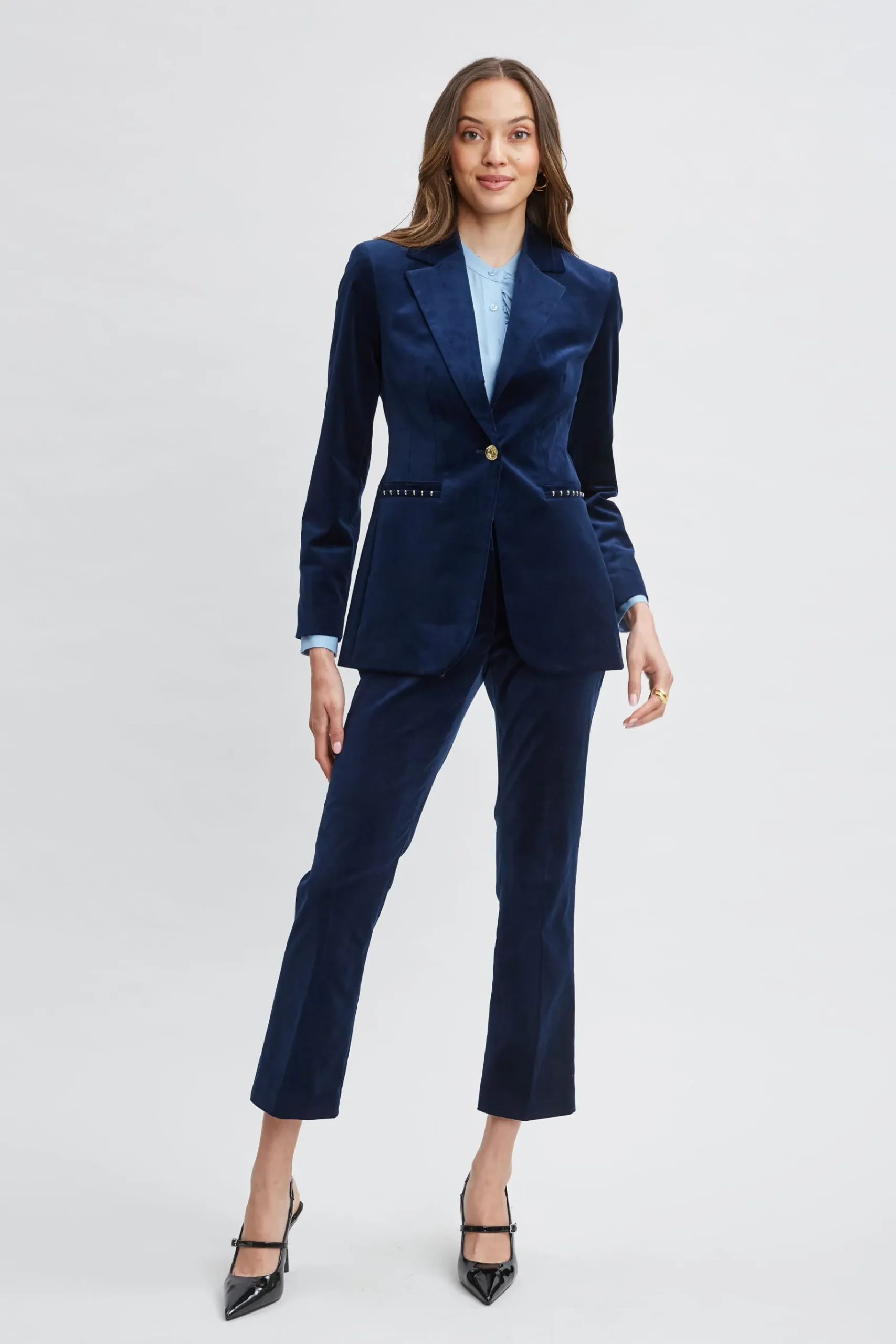 Elie Tahari Cotton Velvet Flare Pant- Bottoms|Suiting