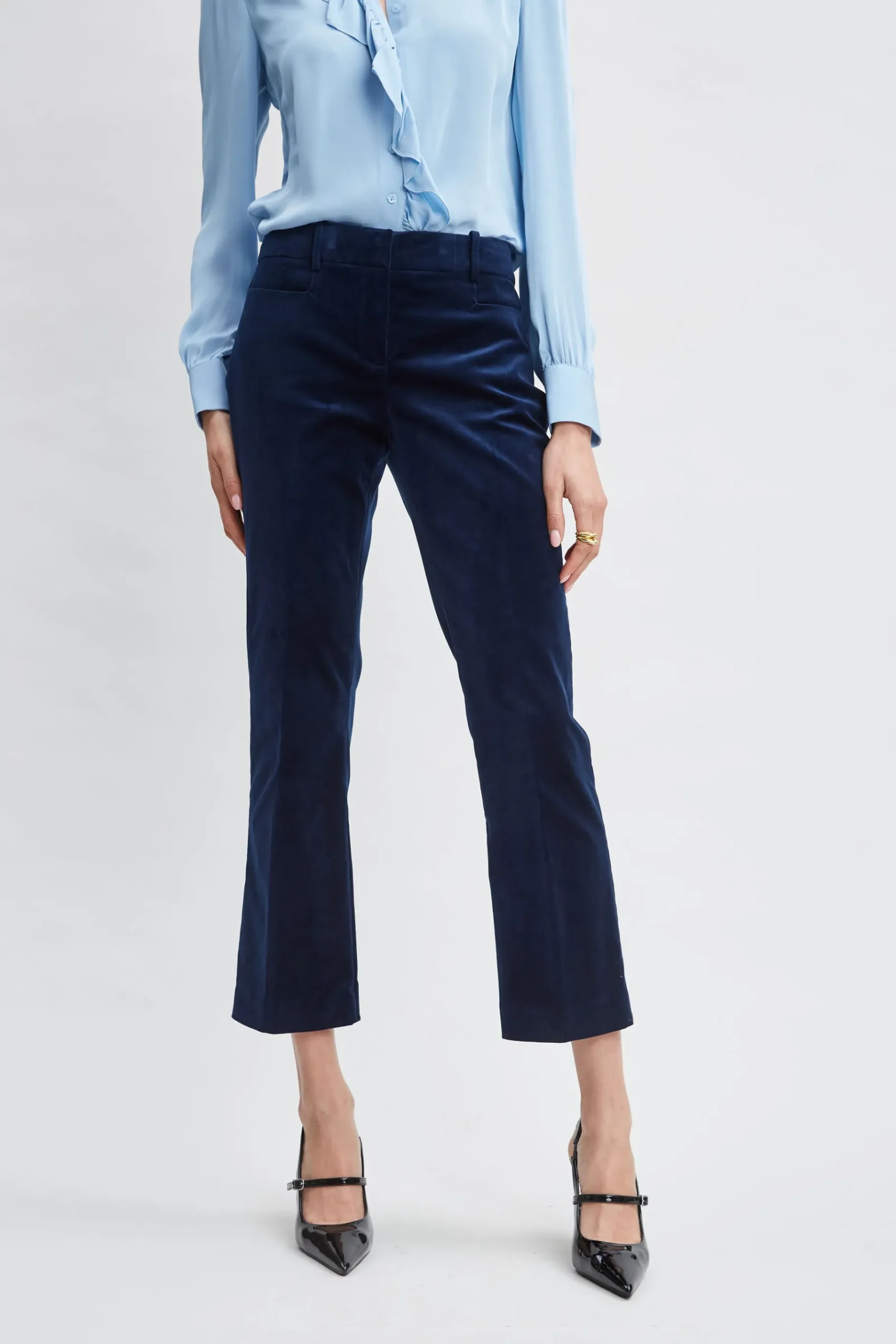 Elie Tahari Cotton Velvet Flare Pant- Bottoms|Suiting