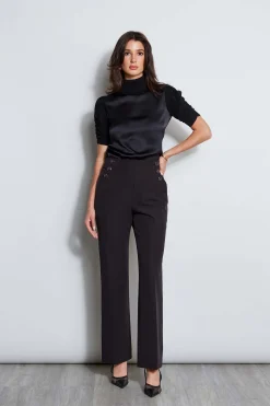 Elie Tahari Crepe Button Pant- Bottoms