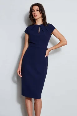 Elie Tahari Crepe Keyhole Dart Dress- Dresses & Jumpsuits|Short Sleeve Dresses