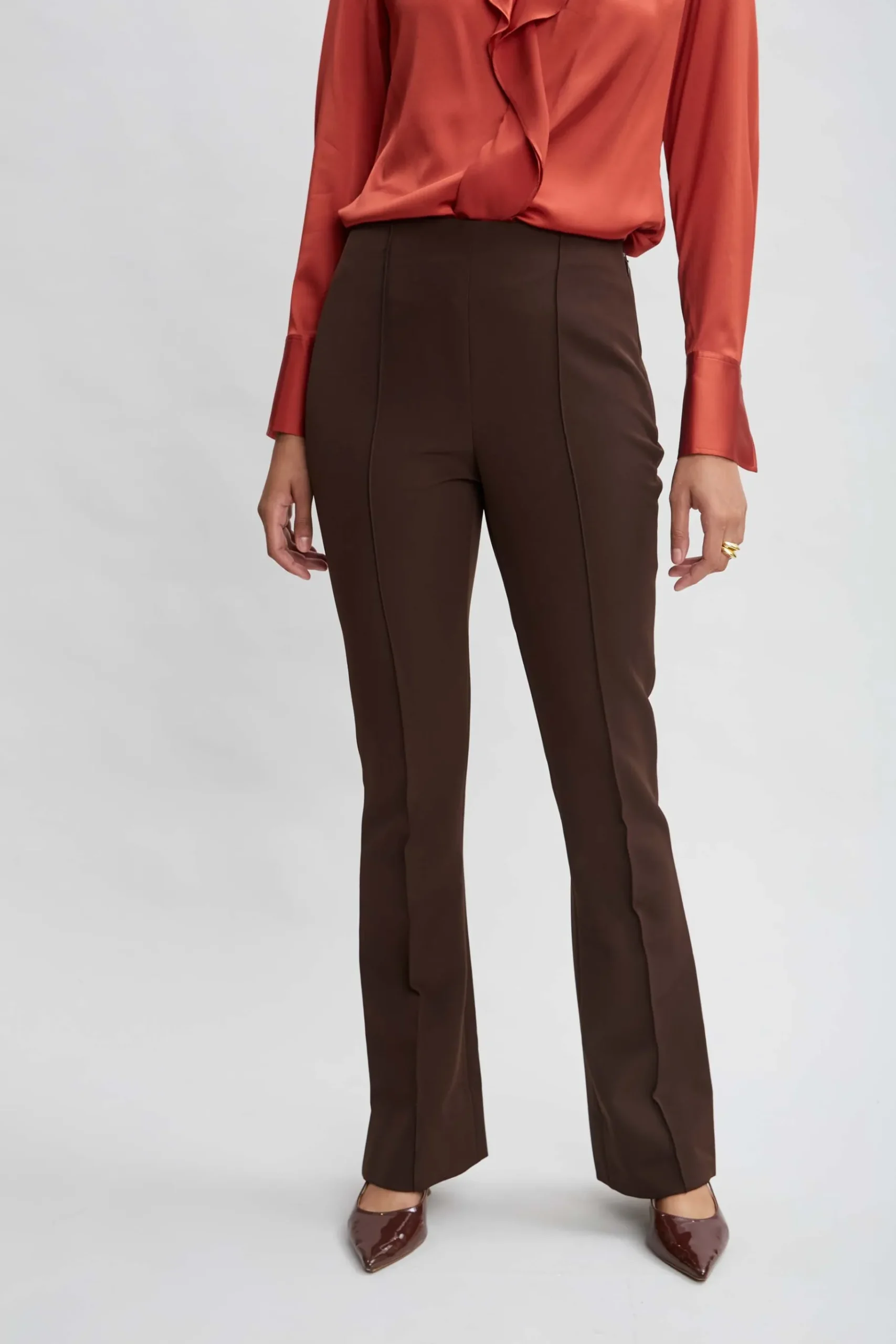 Elie Tahari Crepe Seam Slit Flare Pant- Bottoms