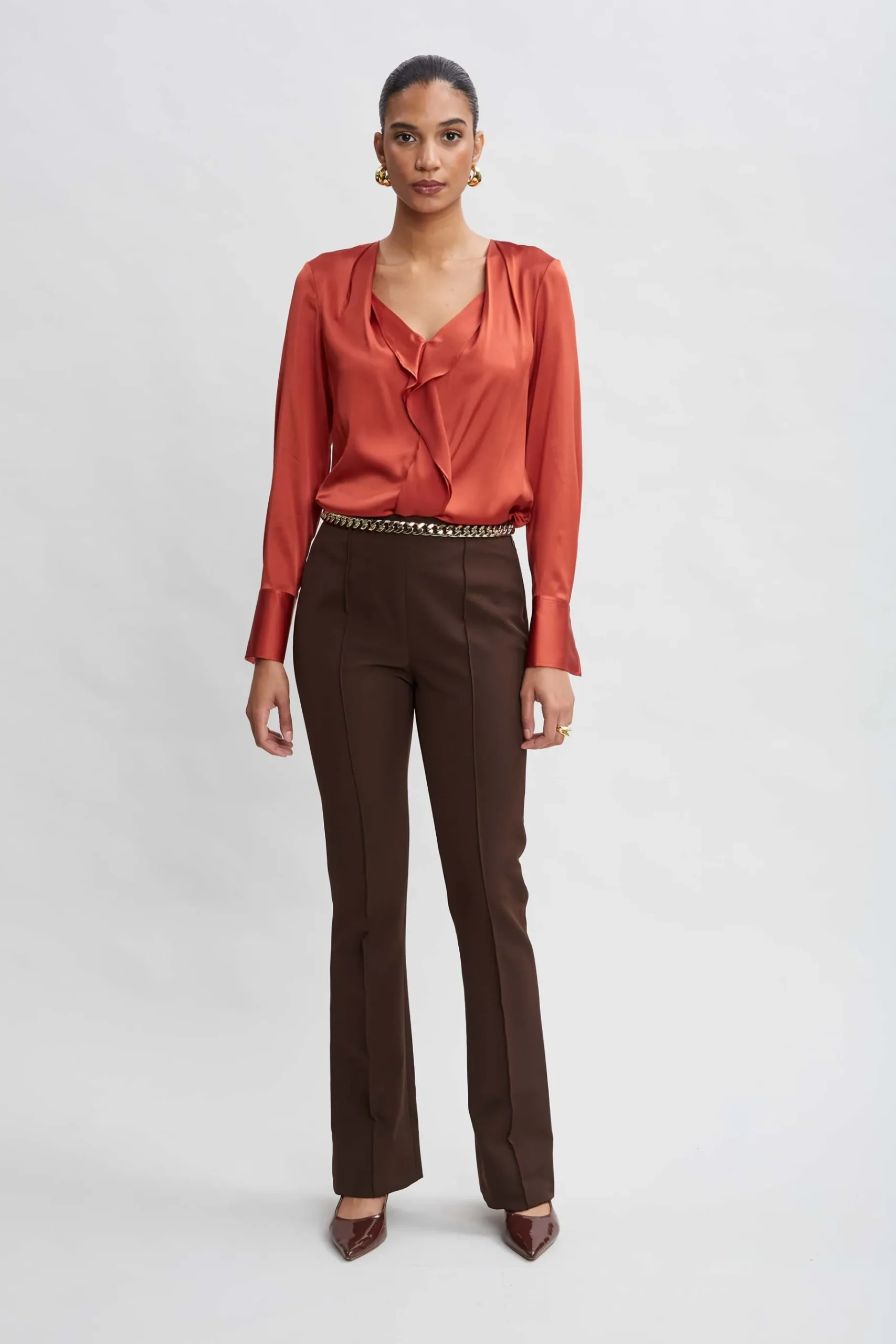 Elie Tahari Crepe Seam Slit Flare Pant- Bottoms