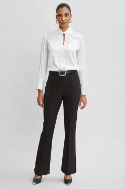 Elie Tahari Crepe Seam Slit Flare Pant- Bottoms|Suiting