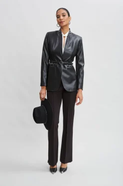 Elie Tahari Crepe Seam Slit Flare Pant- Bottoms|Suiting