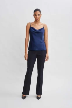 Elie Tahari Crepe Seam Slit Flare Pant- Bottoms