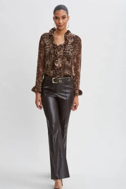 Elie Tahari Crinkle Chiffon Safari Blouson Shirt- Tops & Sweaters