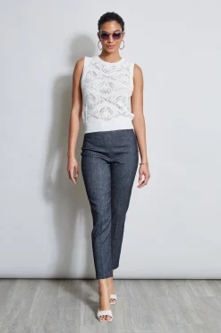 Elie Tahari Crochet Cotton Sweater Tank- Tops & Sweaters