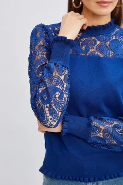 Elie Tahari Crochet Long Sleeve Sweater- Tops & Sweaters