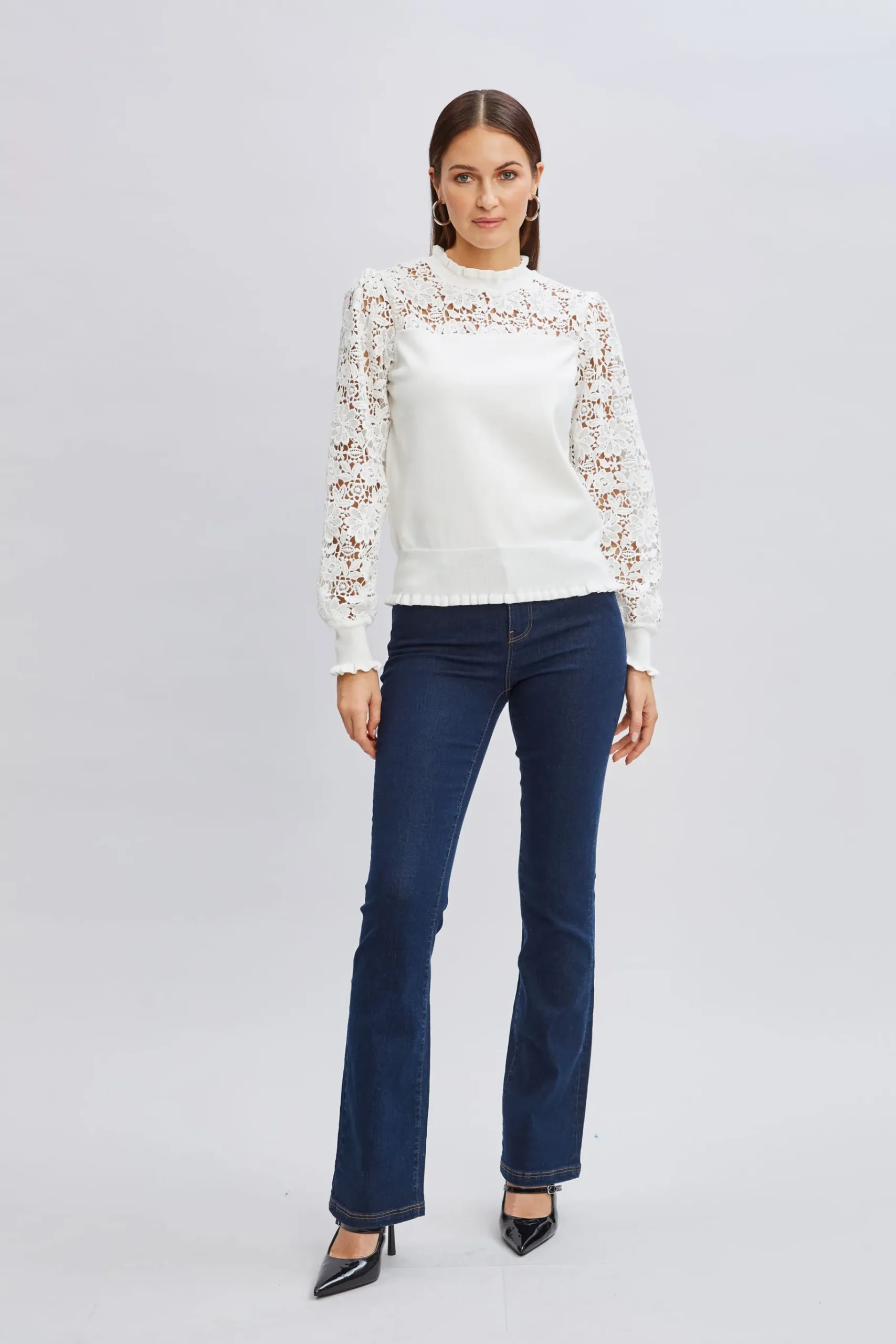 Elie Tahari Crochet Long Sleeve Sweater- Tops & Sweaters