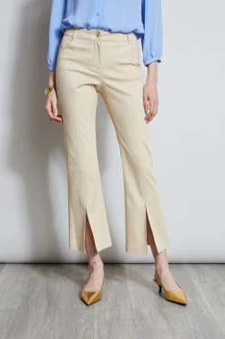 Elie Tahari Cropped Denim Canvas Slit Pant- Bottoms