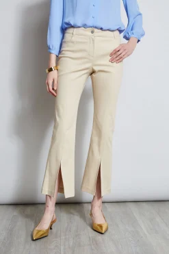 Elie Tahari Cropped Denim Canvas Slit Pant- Bottoms