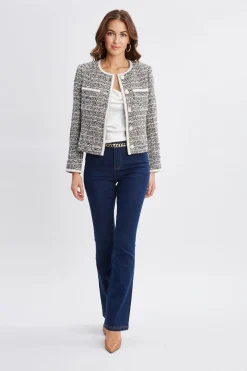 Elie Tahari Cropped Tweed Jacket- Jackets & Blazers|Suiting