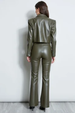 Elie Tahari Cropped Vegan Leather Jacket- Jackets & Blazers