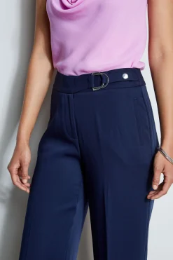 Elie Tahari Cropped Wide Leg Belted Pant- Bottoms