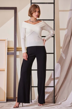 Elie Tahari Cross Shoulder Cashmere Merino Sweater- Tops & Sweaters