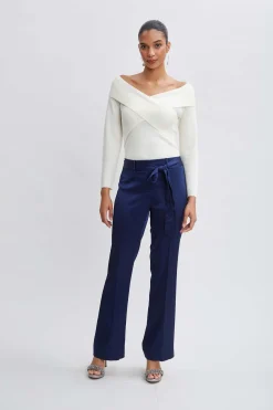 Elie Tahari Cross Shoulder Cashmere Merino Sweater- Tops & Sweaters