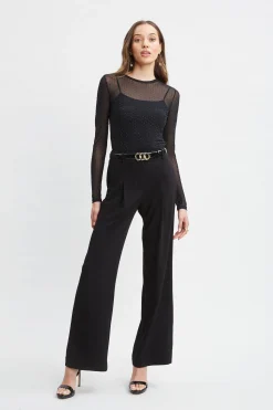 Elie Tahari Crystal Mesh Long Sleeve Knit- Tops & Sweaters