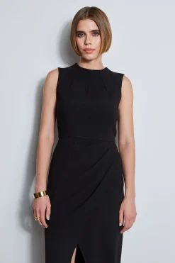 Elie Tahari Dart Neck Faux Wrap Dress- Dresses & Jumpsuits|Sleeveless Dresses
