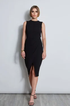 Elie Tahari Dart Neck Faux Wrap Dress- Dresses & Jumpsuits|Sleeveless Dresses