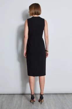 Elie Tahari Dart Neck Faux Wrap Dress- Dresses & Jumpsuits|Sleeveless Dresses