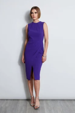 Elie Tahari Dart Neck Faux Wrap Dress- Dresses & Jumpsuits|Sleeveless Dresses