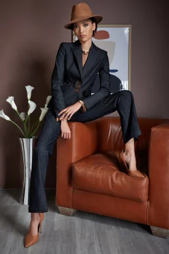 Elie Tahari Denim 3 Button Blazer- Jackets & Blazers