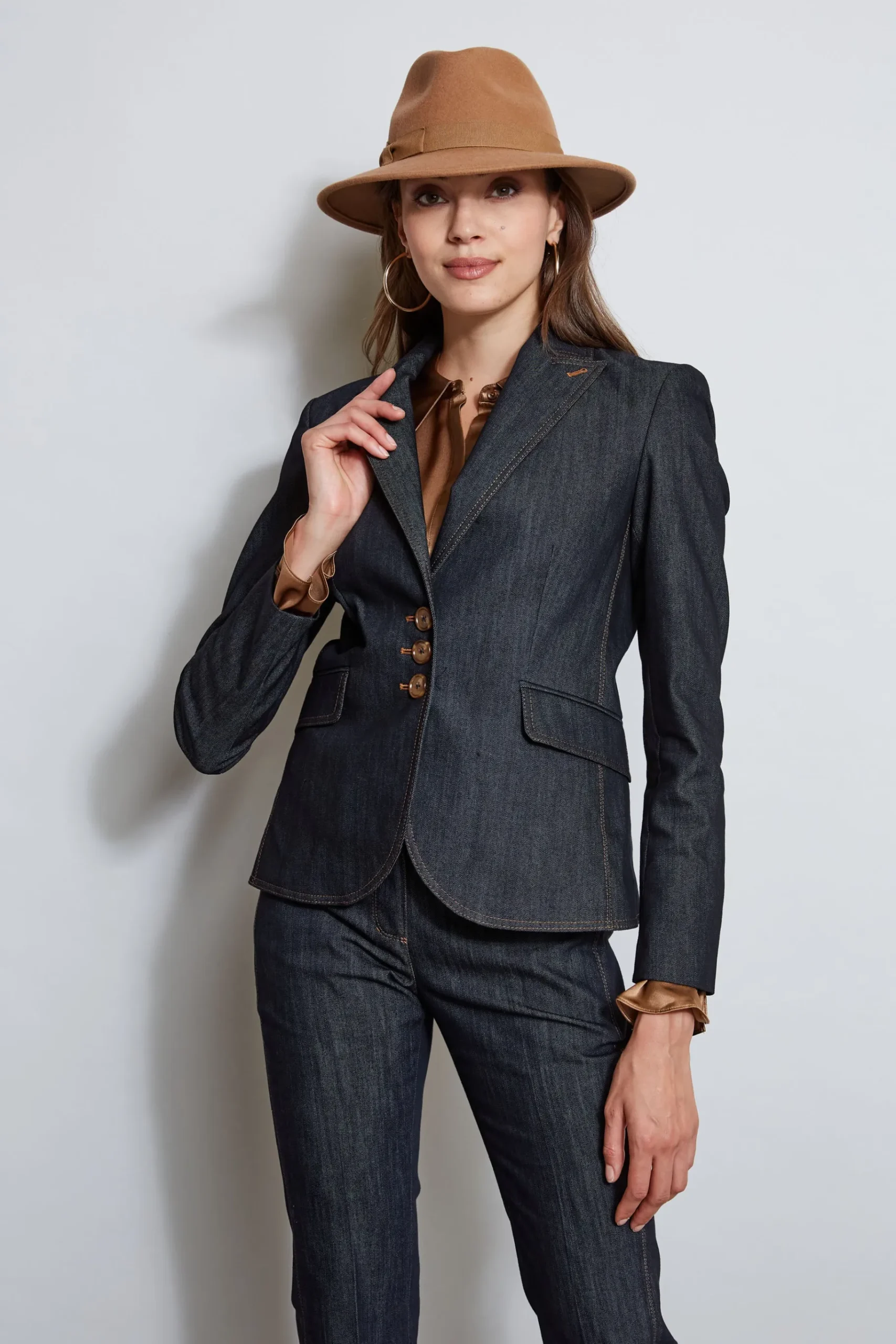 Elie Tahari Denim 3 Button Blazer- Jackets & Blazers