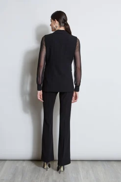 Elie Tahari Double Breasted Chiffon Sleeve Blazer- Jackets & Blazers