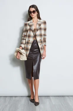 Elie Tahari Double Breasted Ombre Plaid Blazer- Jackets & Blazers