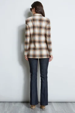 Elie Tahari Double Breasted Ombre Plaid Blazer- Jackets & Blazers