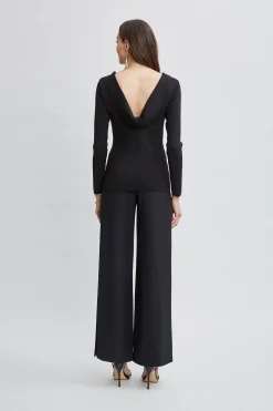 Elie Tahari Draped Chain Lurex Sweater- Tops & Sweaters