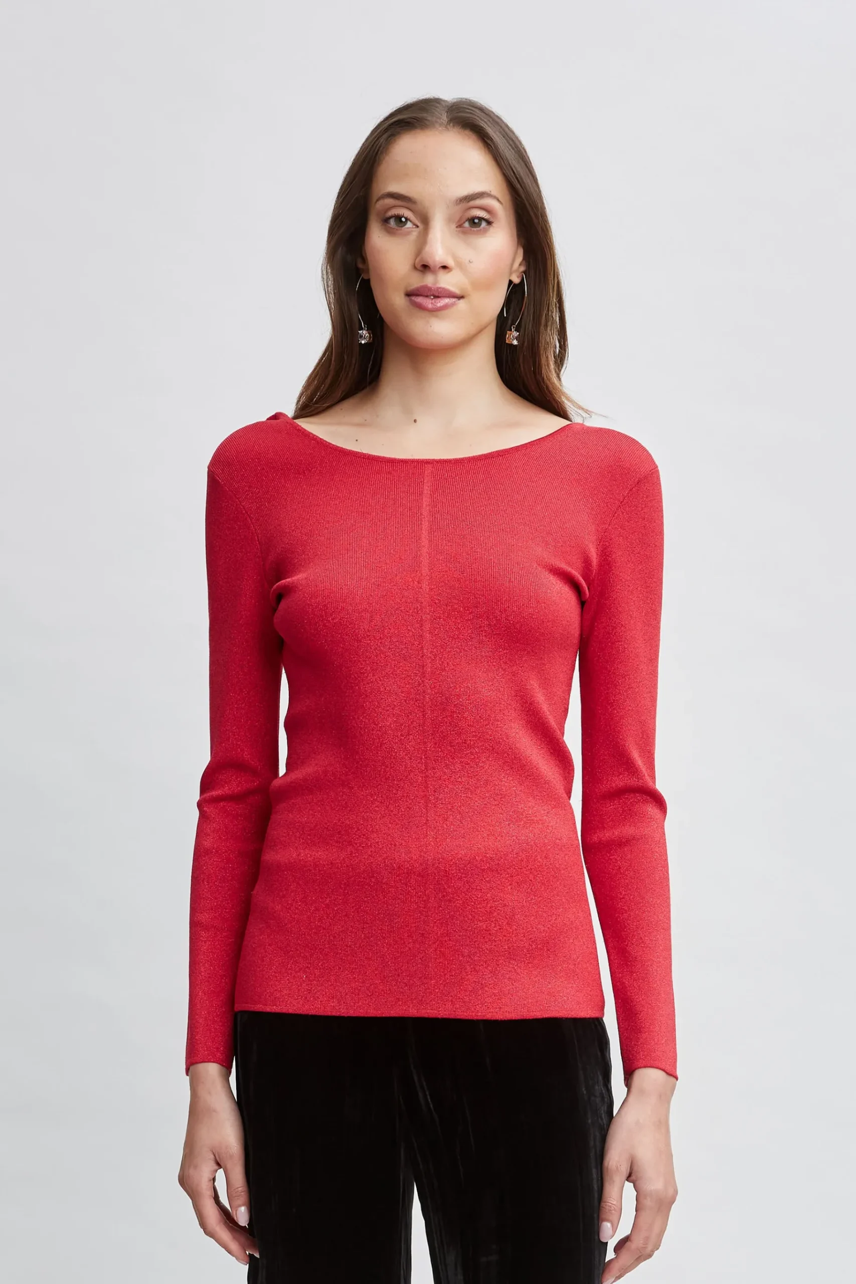 Elie Tahari Draped Chain Lurex Sweater- Tops & Sweaters