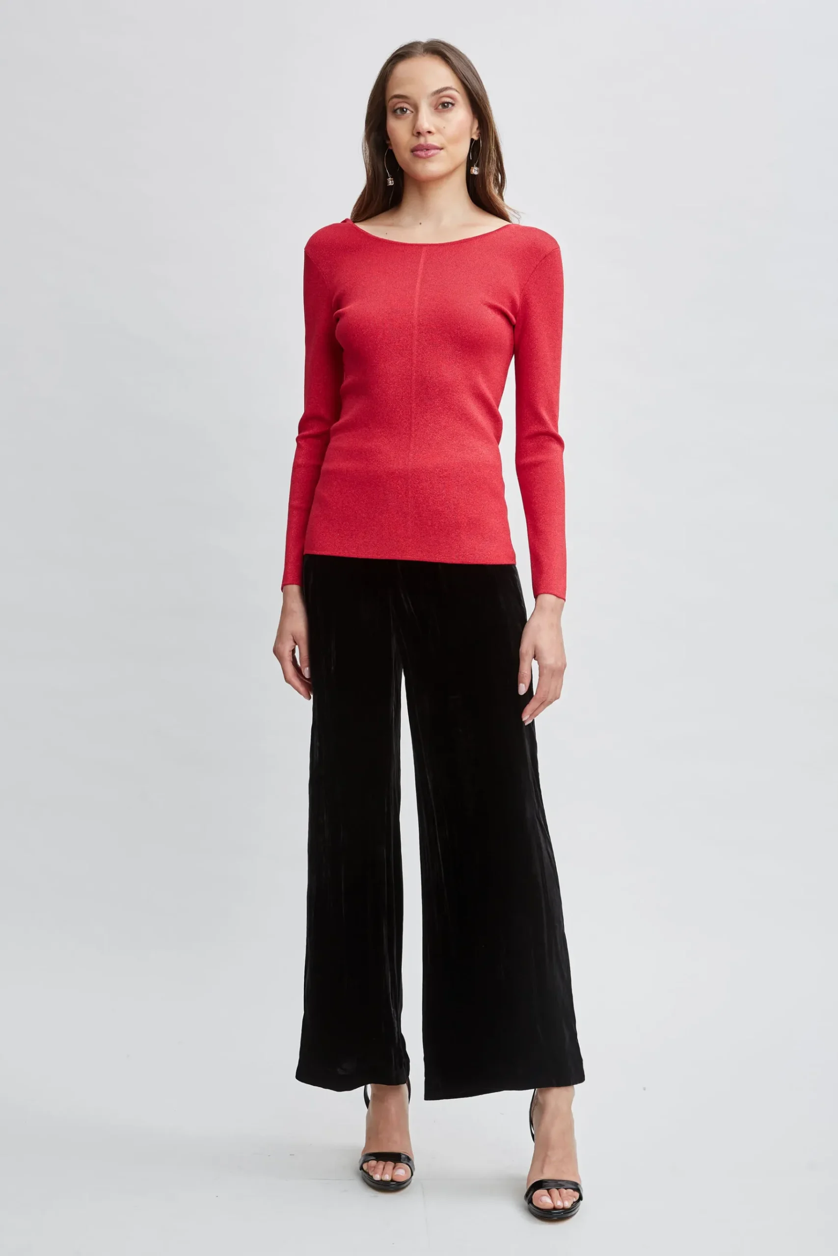 Elie Tahari Draped Chain Lurex Sweater- Tops & Sweaters