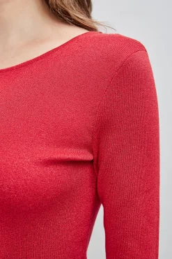 Elie Tahari Draped Chain Lurex Sweater- Tops & Sweaters