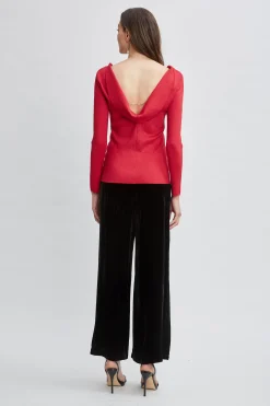 Elie Tahari Draped Chain Lurex Sweater- Tops & Sweaters