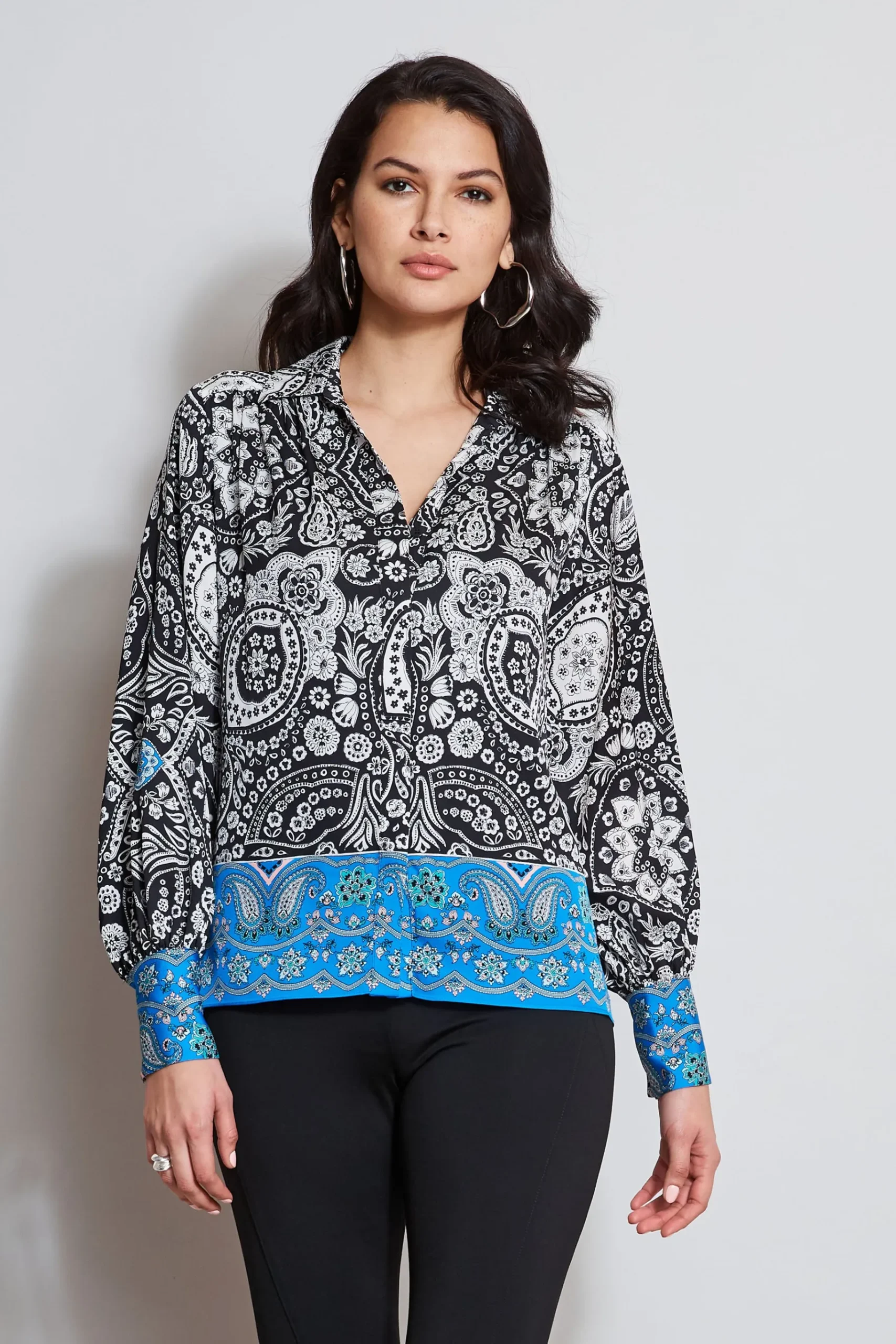 Elie Tahari Eclipse Scarf Print Shirt- Tops & Sweaters
