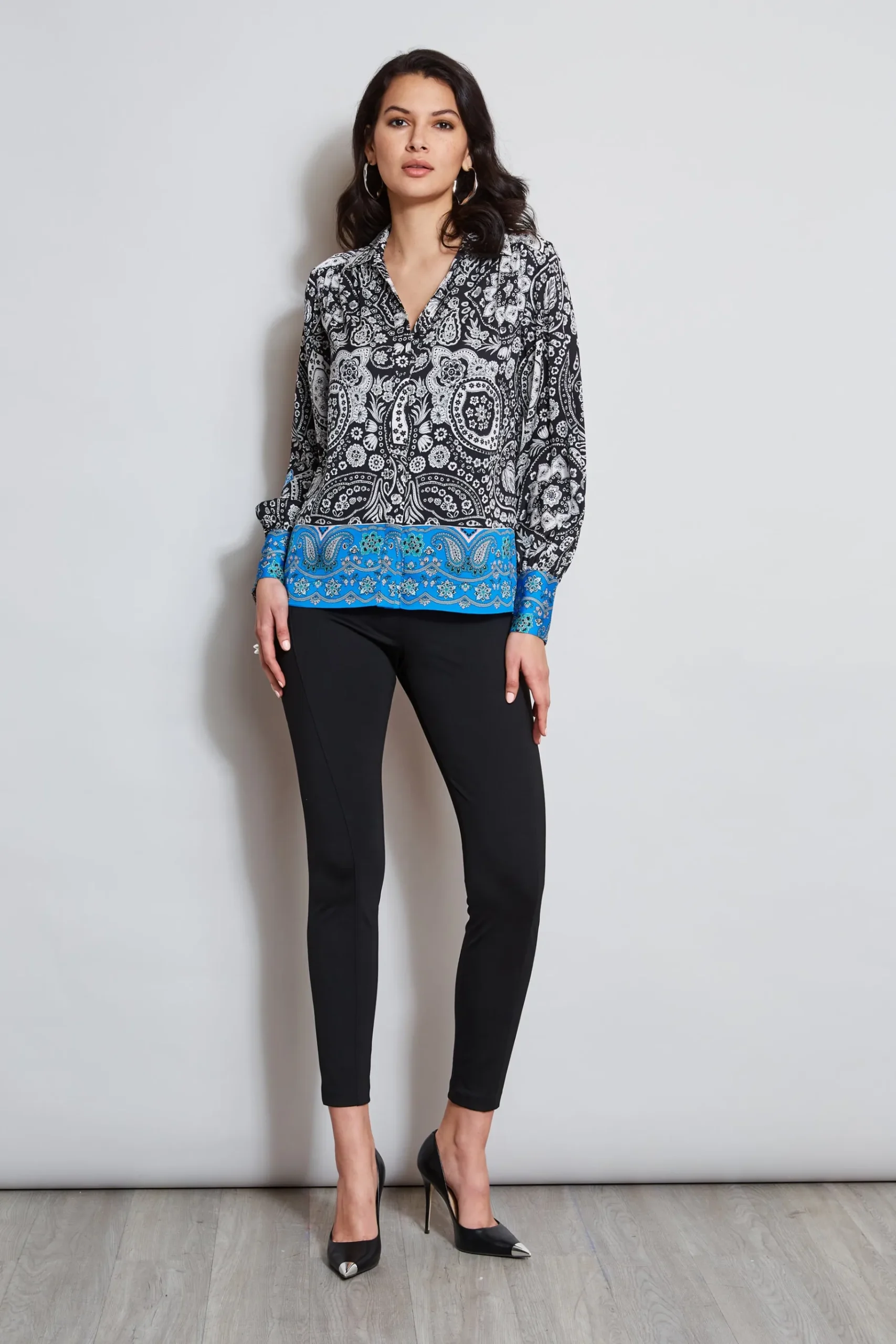 Elie Tahari Eclipse Scarf Print Shirt- Tops & Sweaters
