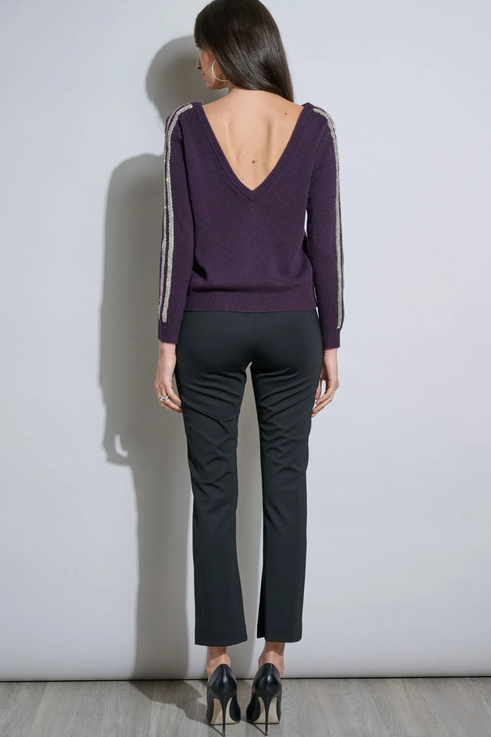 Elie Tahari Embellished Merino Cashmere Sweater- Tops & Sweaters