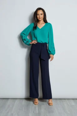 Elie Tahari Embroidered Long Sleeve Shirt- Tops & Sweaters