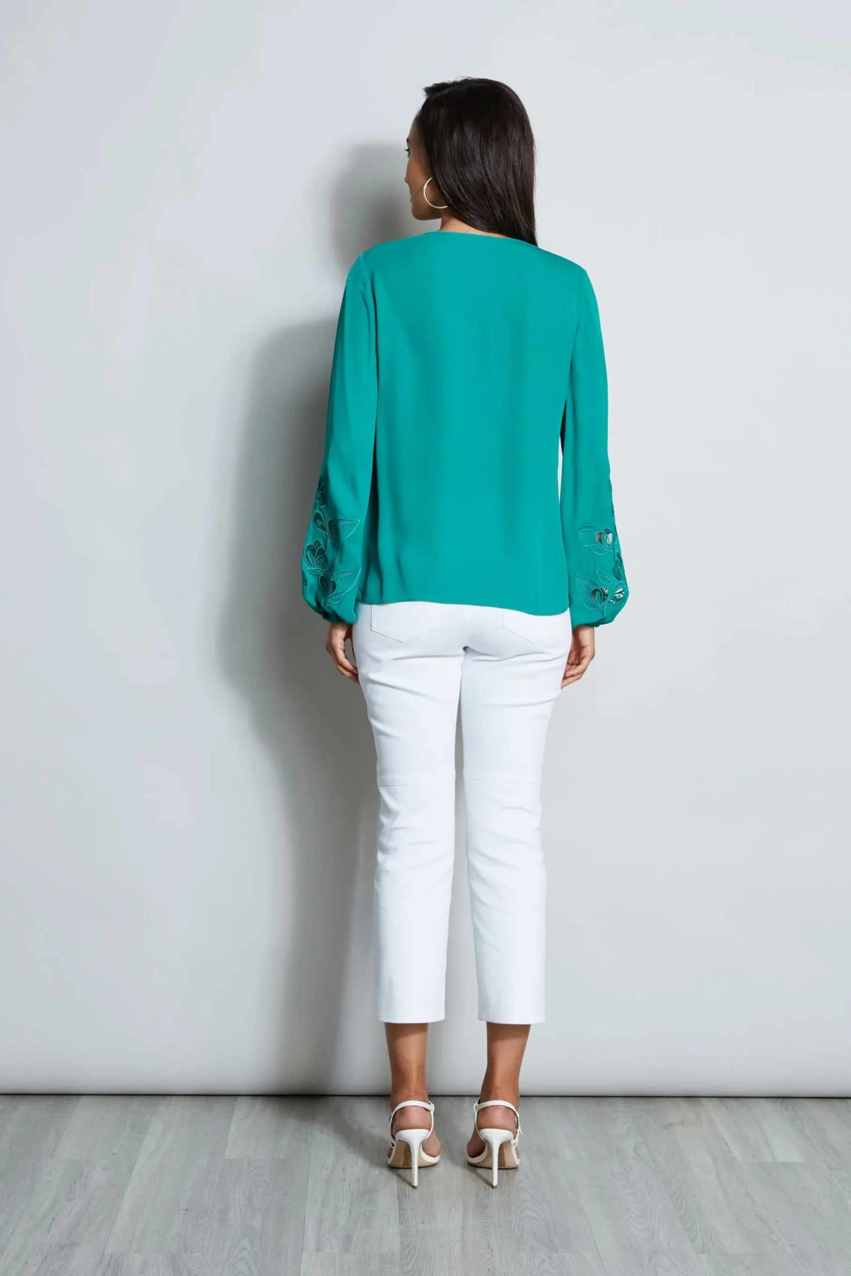 Elie Tahari Embroidered Long Sleeve Shirt- Tops & Sweaters