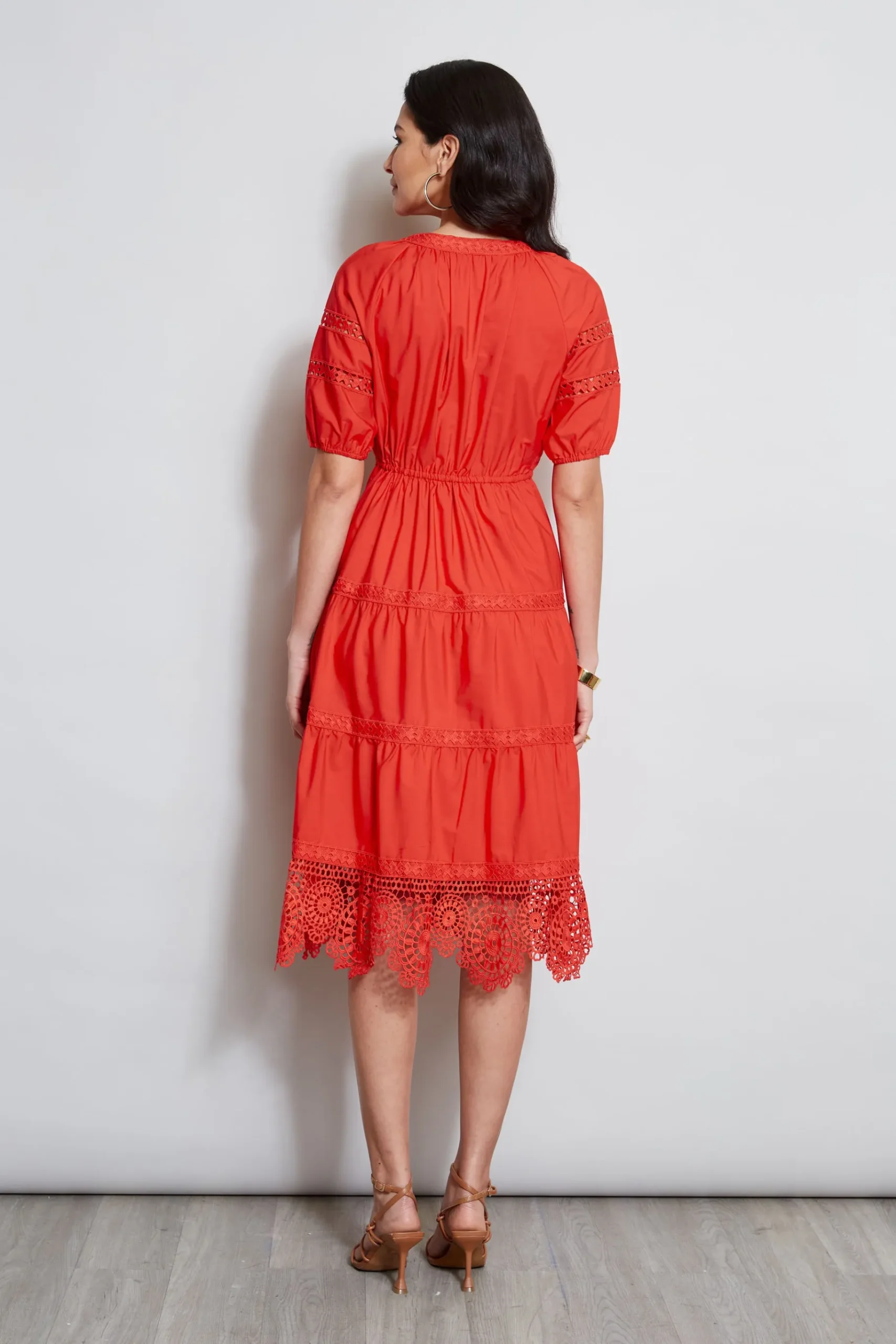 Elie Tahari Embroidered Short Sleeve Dress- Dresses & Jumpsuits|Short Sleeve Dresses