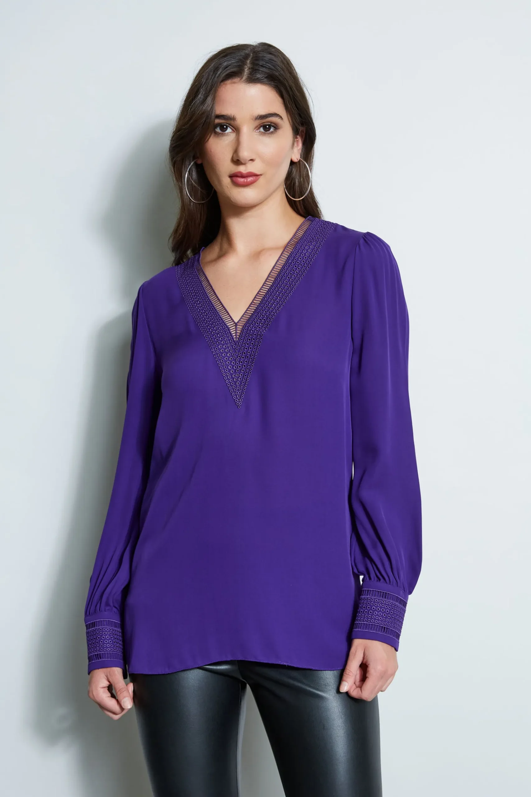 Elie Tahari Embroidered Silk Shirt- Tops & Sweaters
