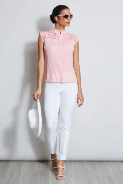 Elie Tahari Embroidered Sleeveless Shirt- Tops & Sweaters