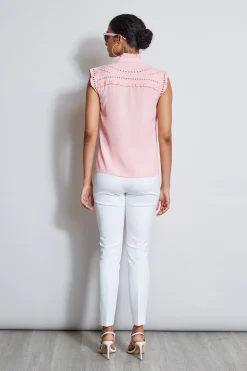 Elie Tahari Embroidered Sleeveless Shirt- Tops & Sweaters