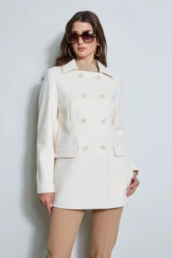 Elie Tahari Faux Fur Collar Peacoat- Coats