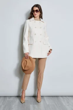 Elie Tahari Faux Fur Collar Peacoat- Coats