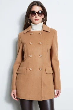 Elie Tahari Faux Fur Collar Peacoat- Coats