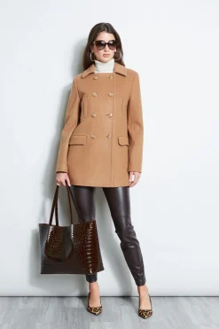 Elie Tahari Faux Fur Collar Peacoat- Coats